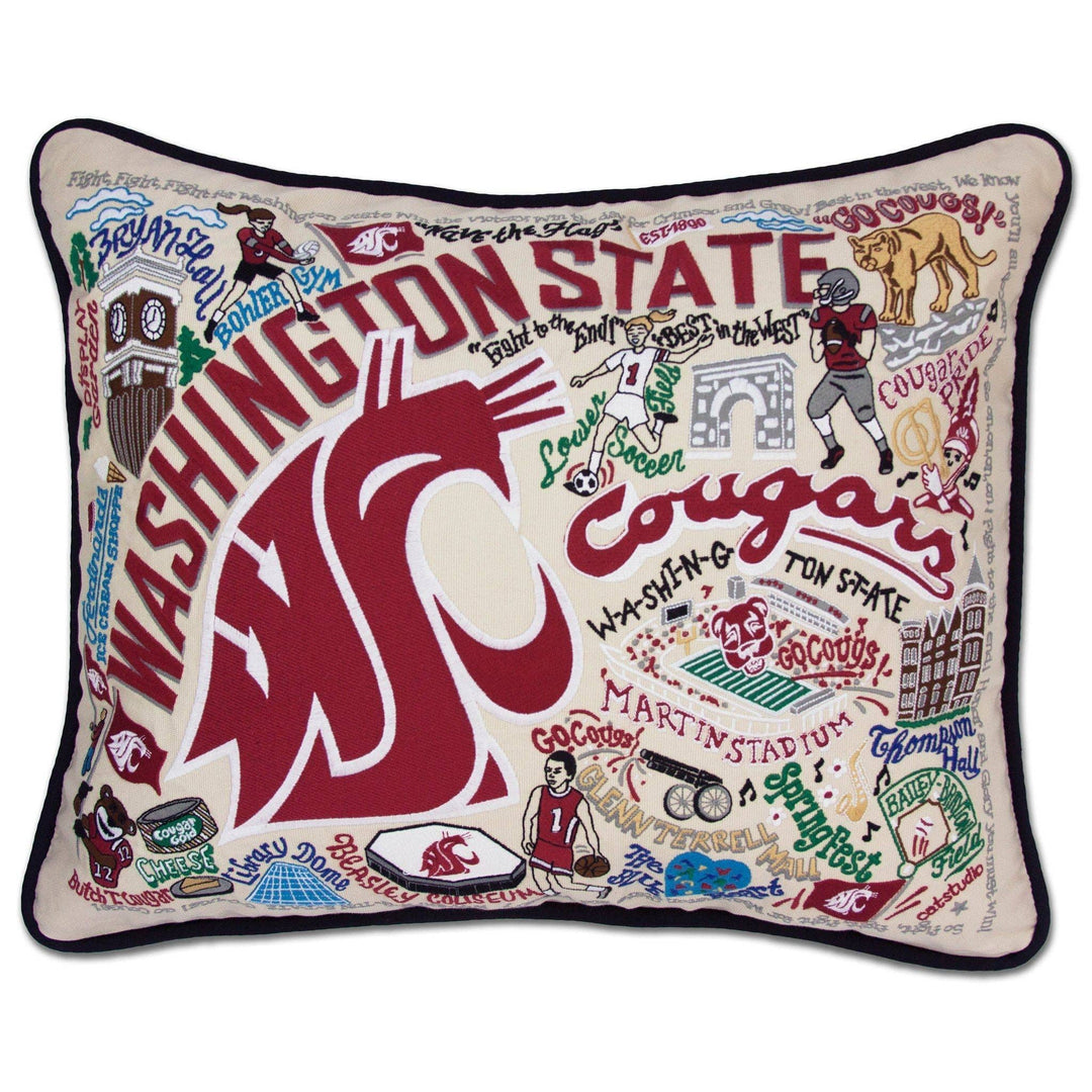 Catstudio- Washington State University Collegiate Embroidered Pillow - Pine & Moss