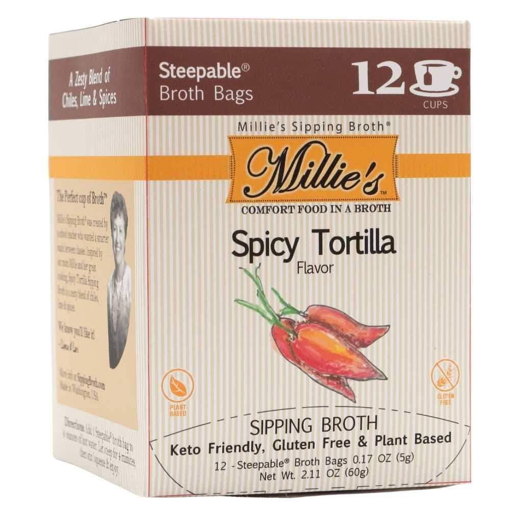 Millie's Spicy Tortilla Sipping Broth - 12 Pack Box - Pine & Moss