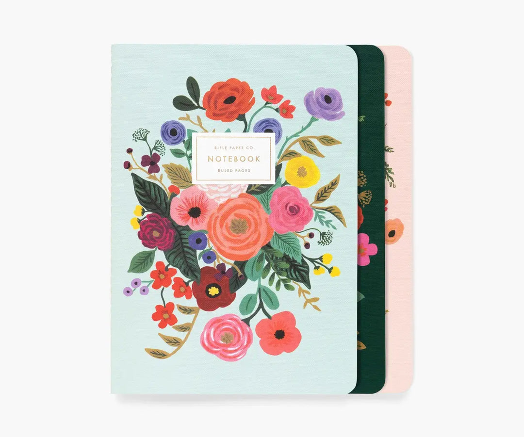 Assorted Set of 3 Garden Party Notebooks - Pine & Moss