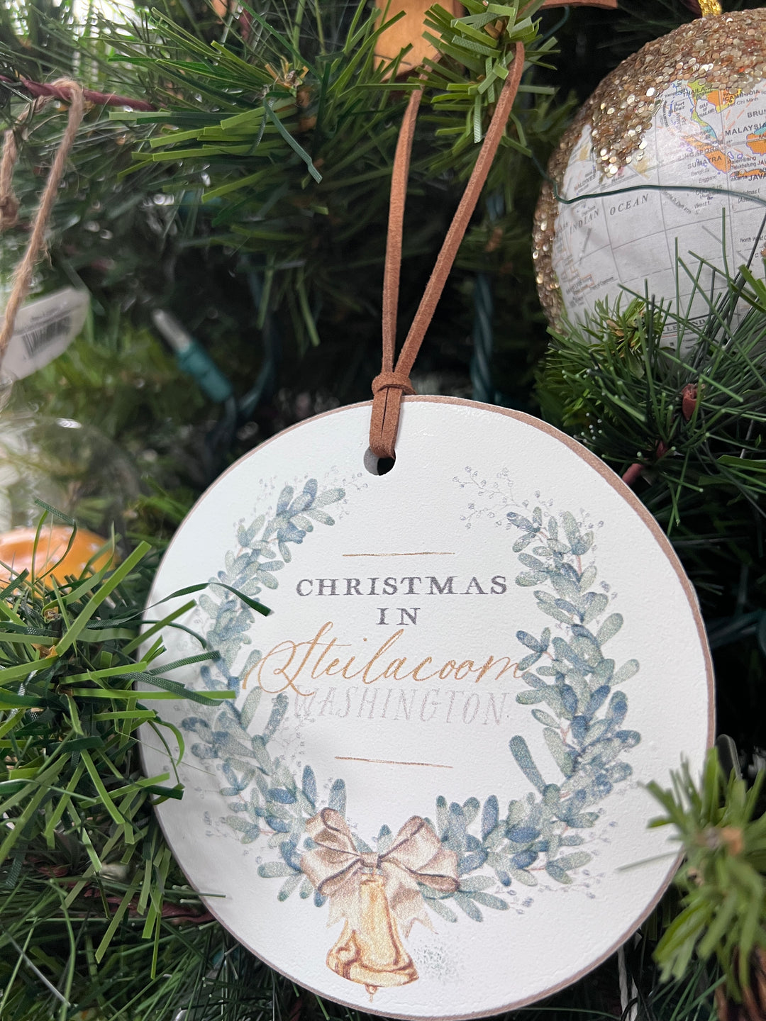 Custom Ornament, Classic Christmas , Steilacoom - Pine & Moss