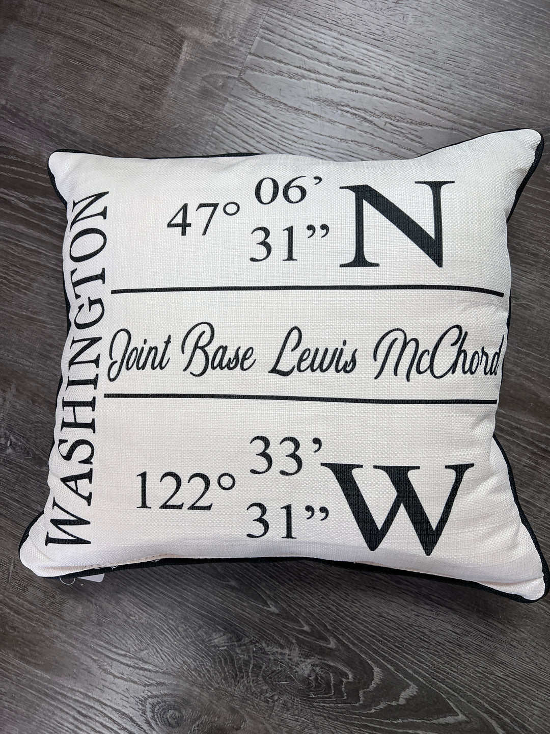 Square Coordinates Pillow- Joint Base Lewis McChord